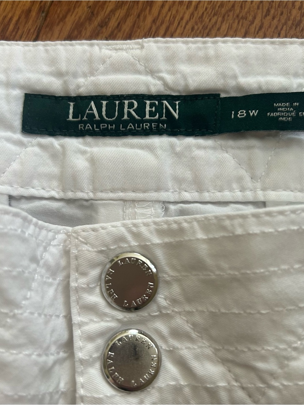 Lauren Ralph Lauren Cotton White Pants Size 18W Classic Plus Size Trouser EUC - Picture 4 of 13
